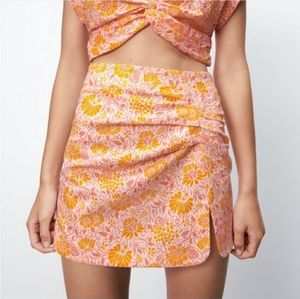 ZARA Linen blend floral skirt